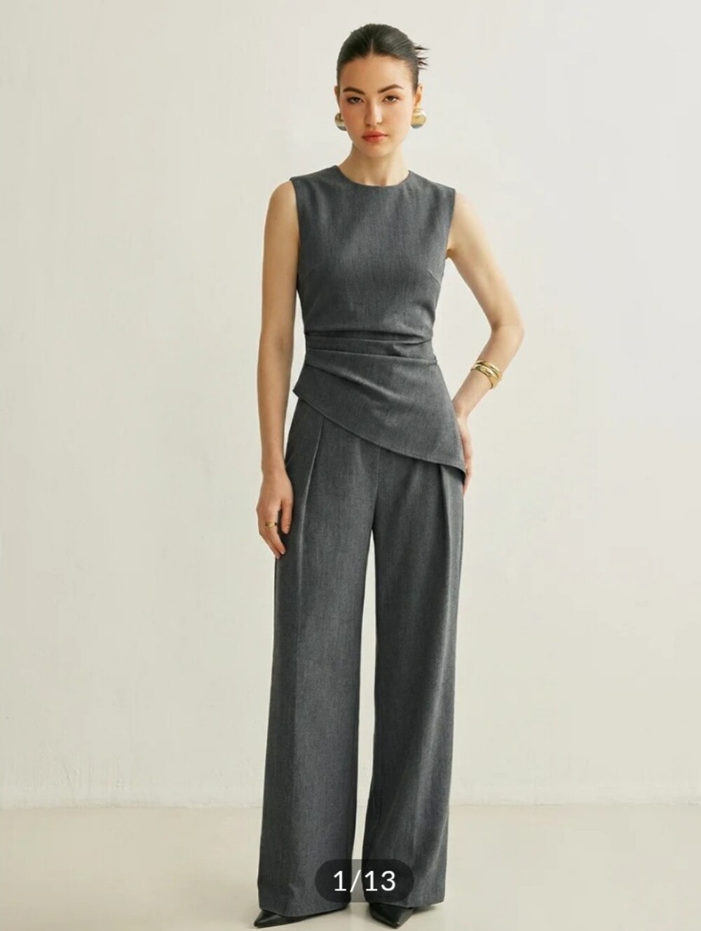 Asymmetric Top & Pleated Pants Set